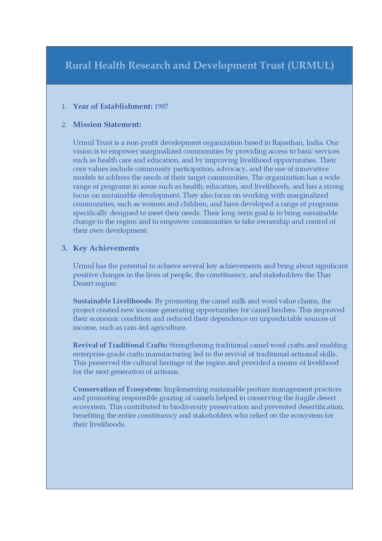 Rural Health Research and Development Trust (URMUL)