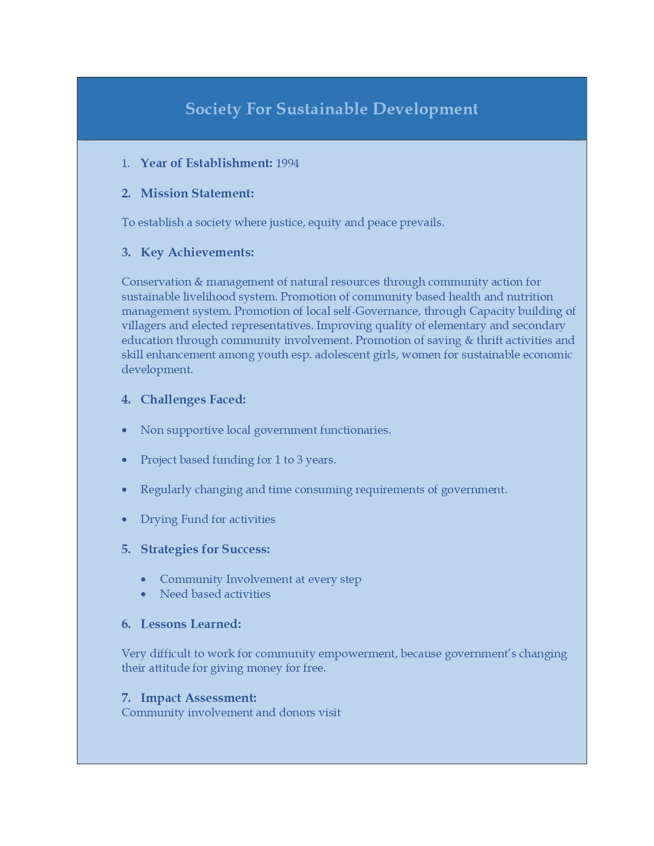 Society For Sustainable Development