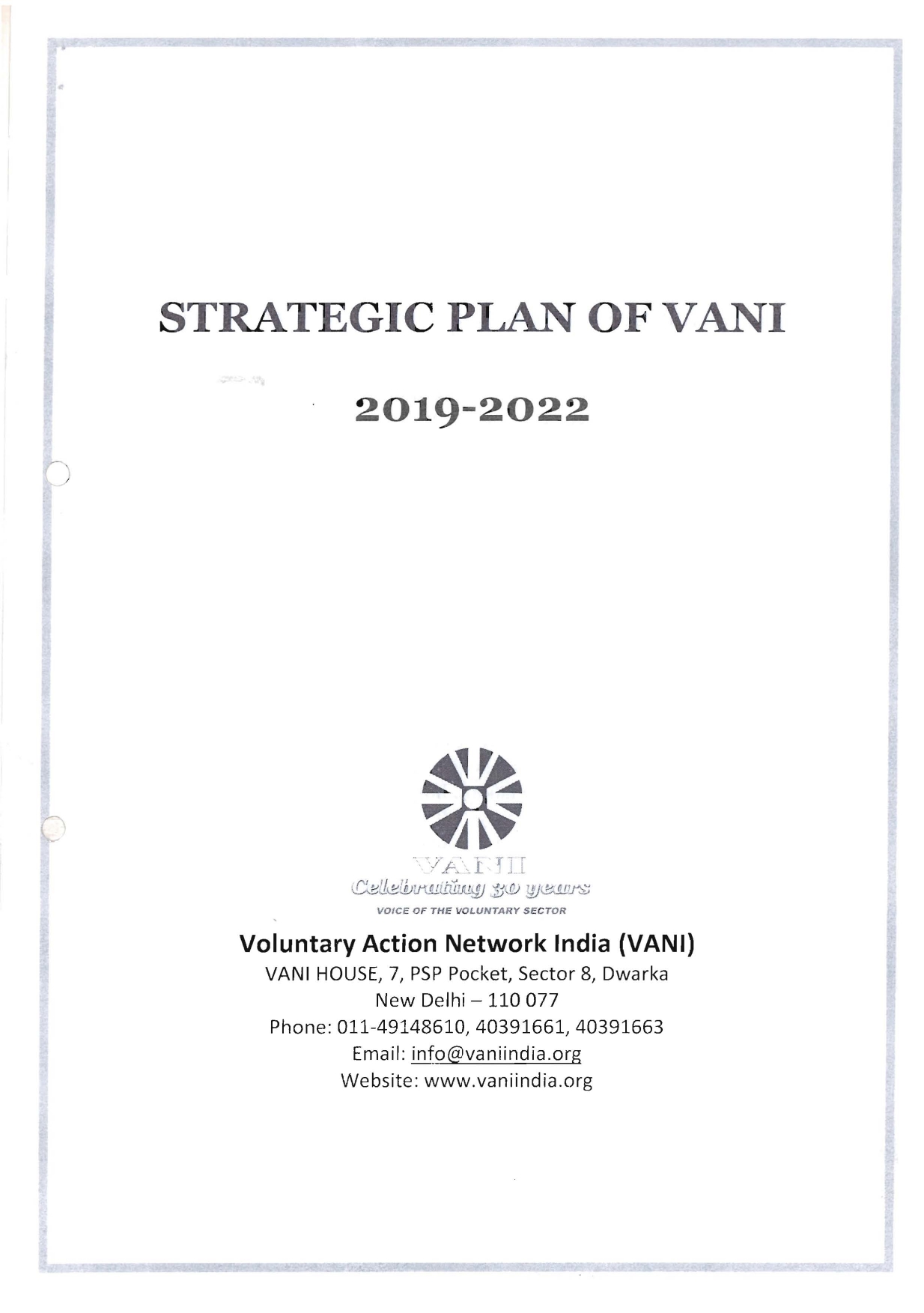 VANI Strategic Plan 2019-2022