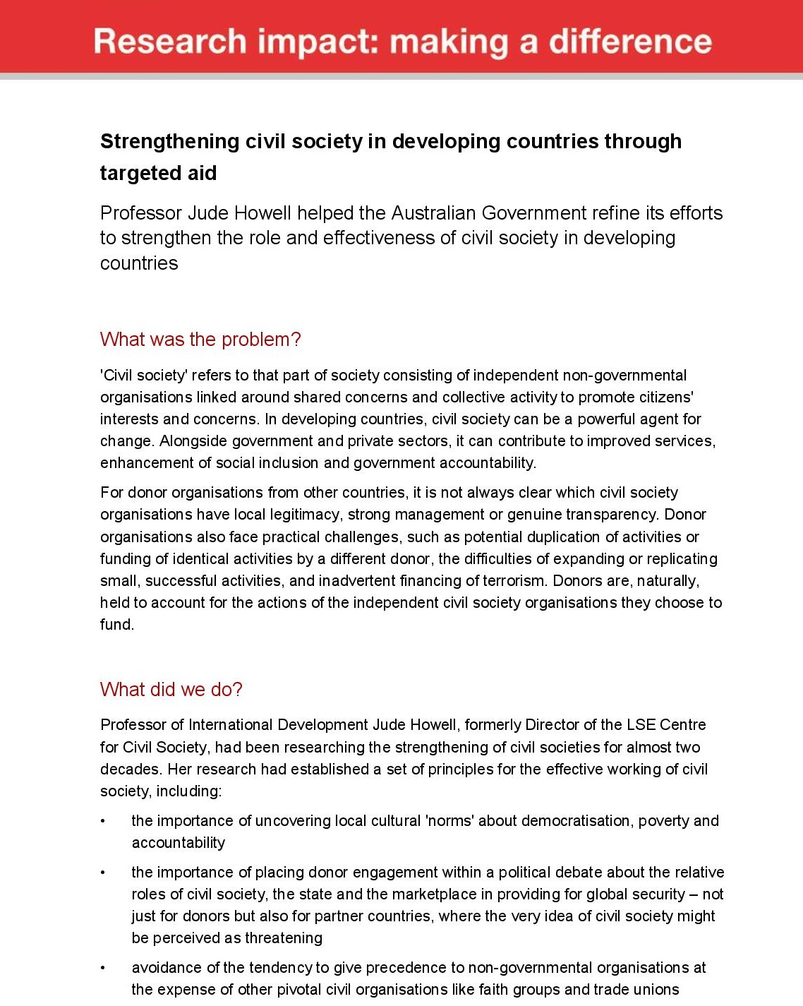 Strengthening Civil Society